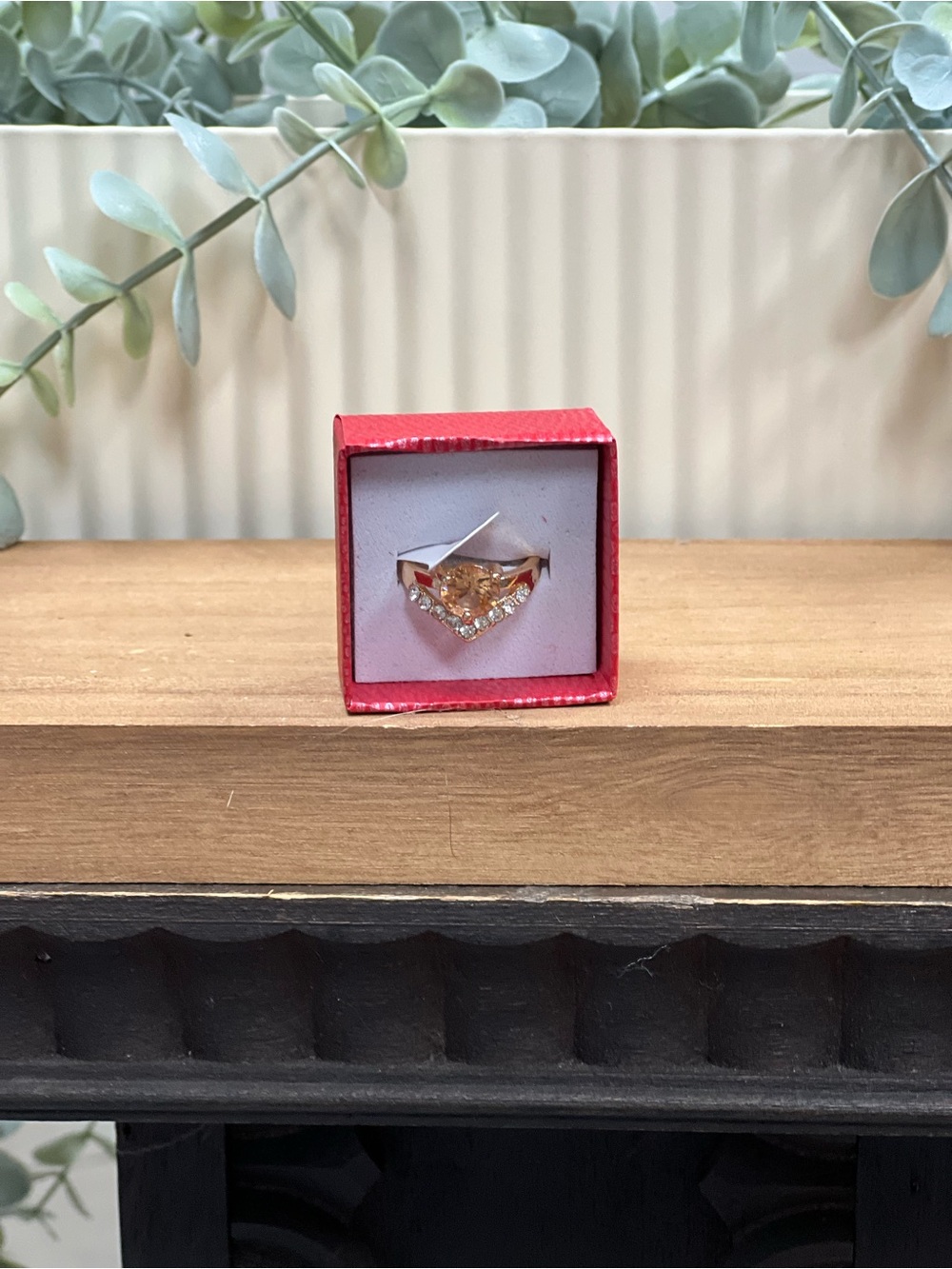 CZ Gold Citrine Chevron Ring